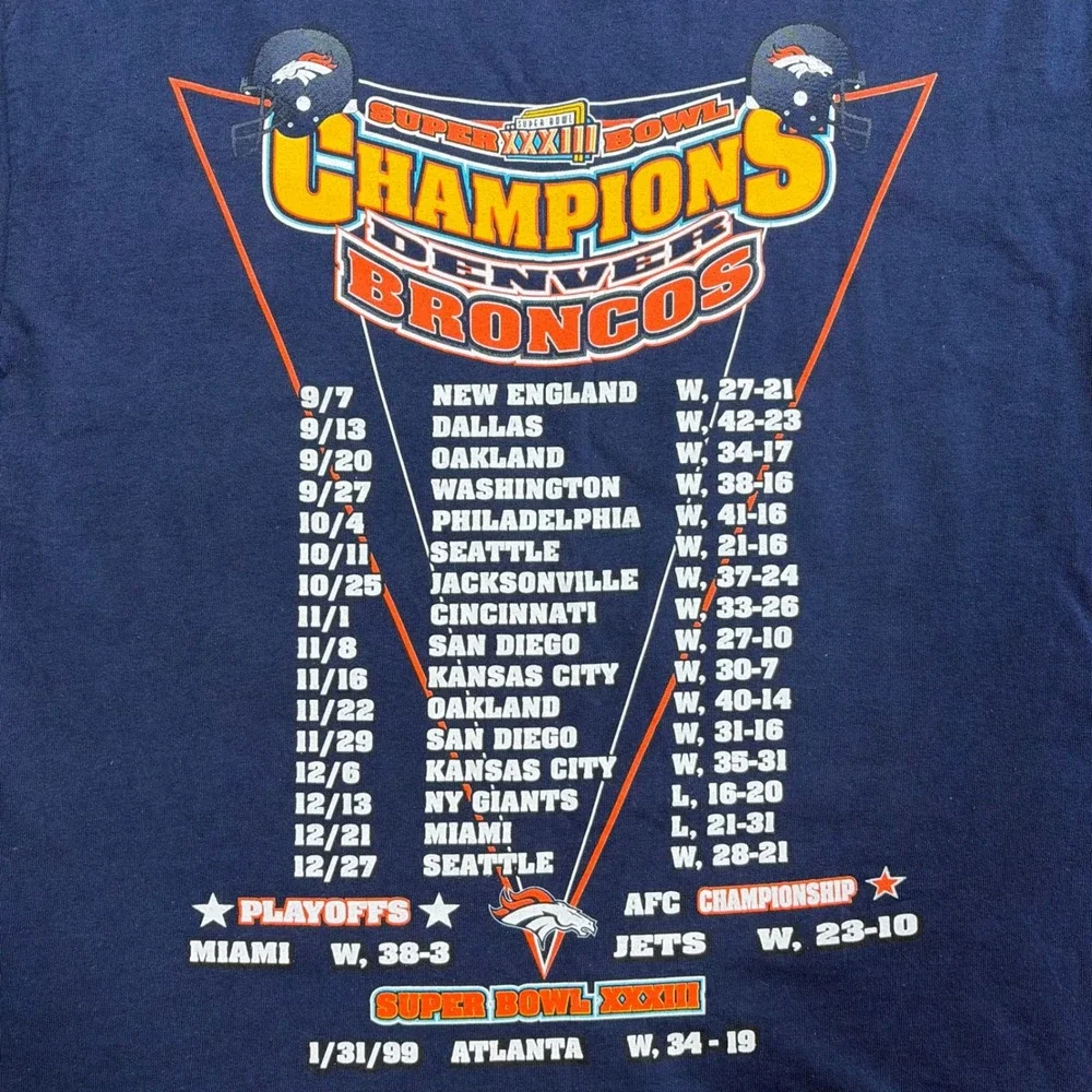 Vintage Denver Broncos Shirt Kids XL Navy Super Bowl XXXIII Champions Starter